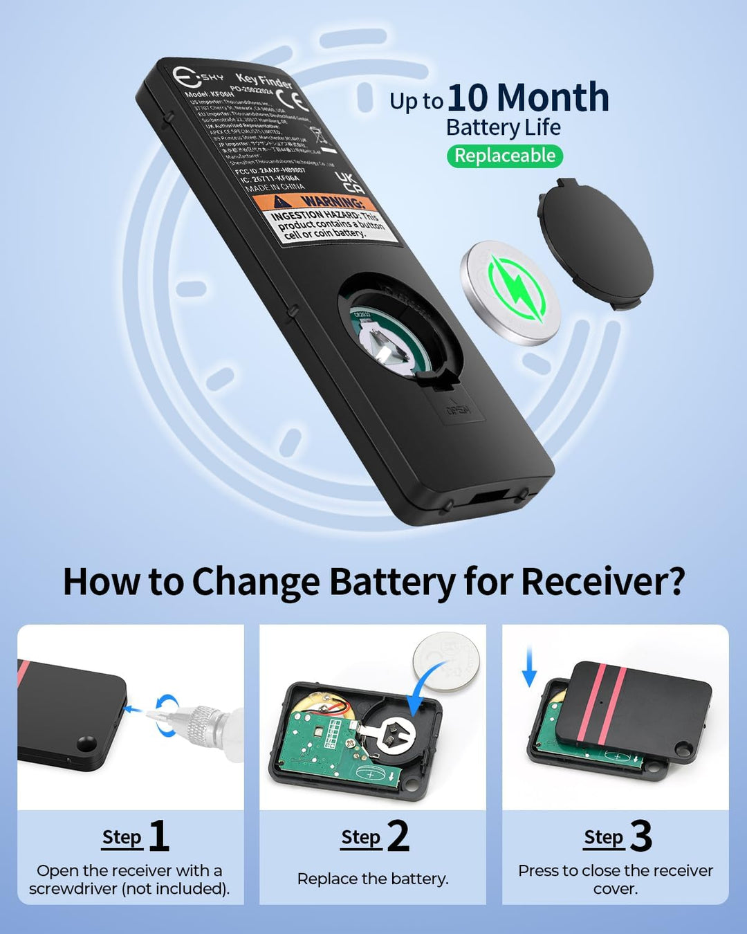 Schlüsselfinder, Esky Key Finder mit 2 RF Sender, schlüsselfinder anhänger mit 6 Empfängern, Haustie