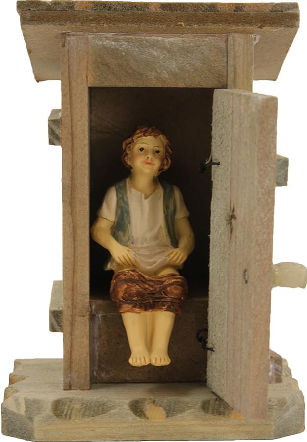 FADEDA Toilettenhäuschen Natur/Höhe:13 cm/handbemalt/detailgetreue Krippen Figuren - Weihnachten Tis