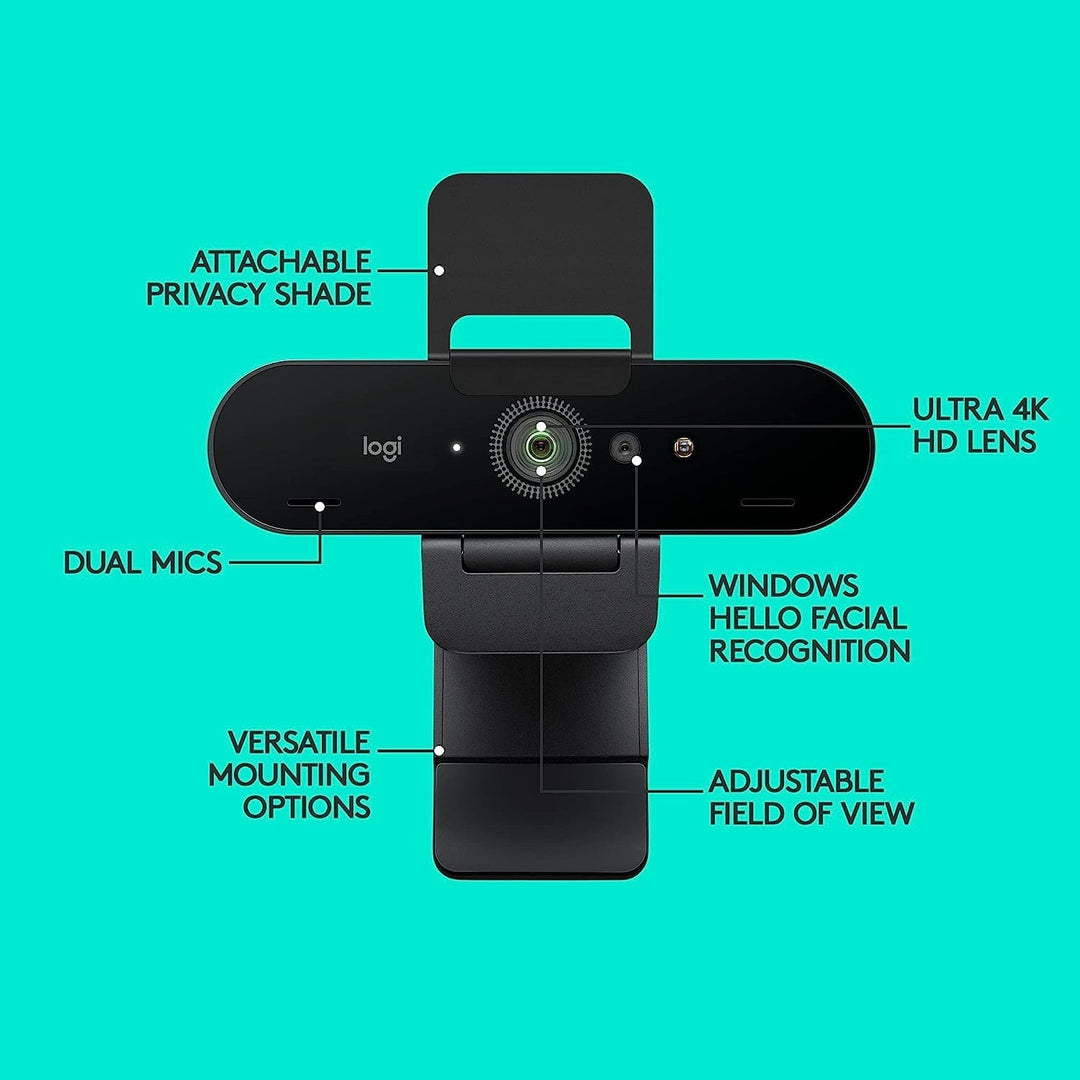 Logitech Brio Stream Webcam – Ultra 4K HD Videoanrufe, HD Auto Lichtkorrektur, Streaming, Schwarz