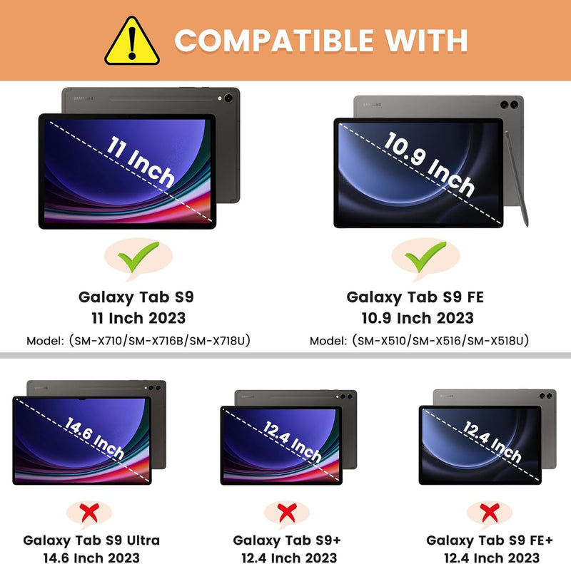 INFILAND Hülle für Samsung Galaxy Tab S9 FE/S9 2023 mit S Pen Halter, Ultra Dünn Multi-Winkel Stände