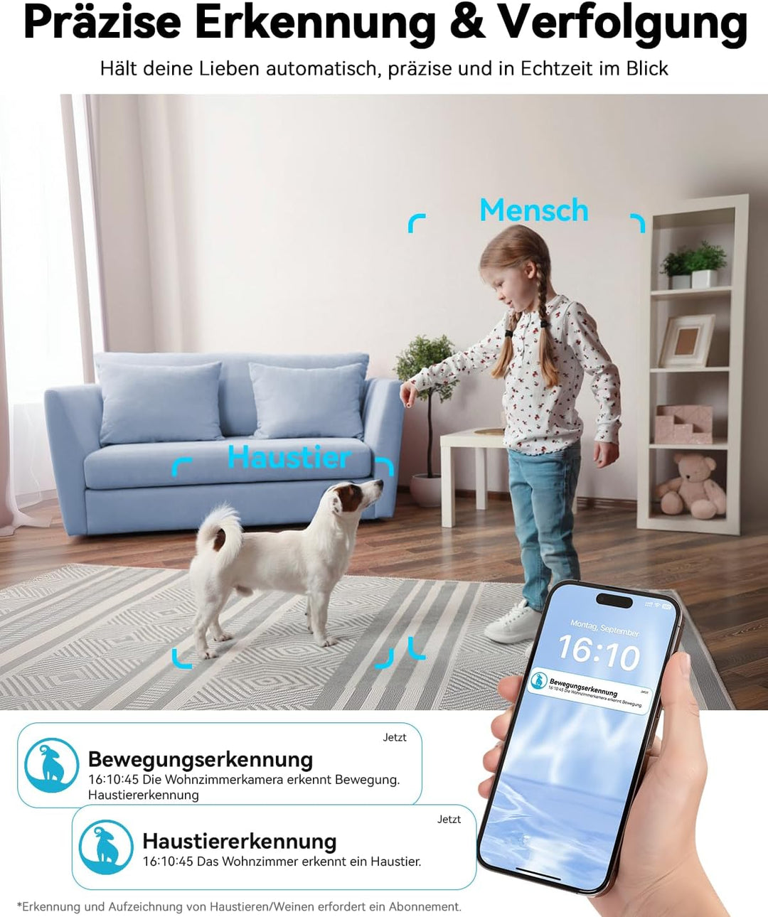 blurams 2K Überwachungskamera Innen, 360° WLAN Kamera,2.4G/5G, Bewegungsverfolgung Nachtsicht Hausti