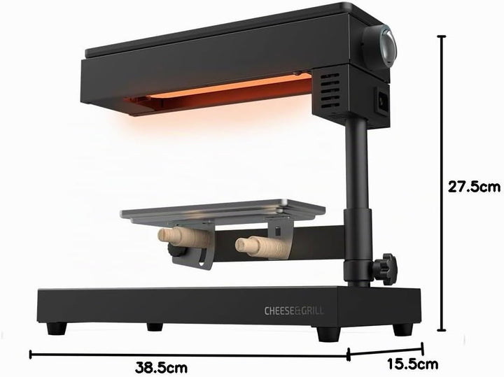 Cecotec Raclette Cheese&Grill 6000 Black. Potencia 600W, Función Grill, Acabado Acero INOX, Termosta