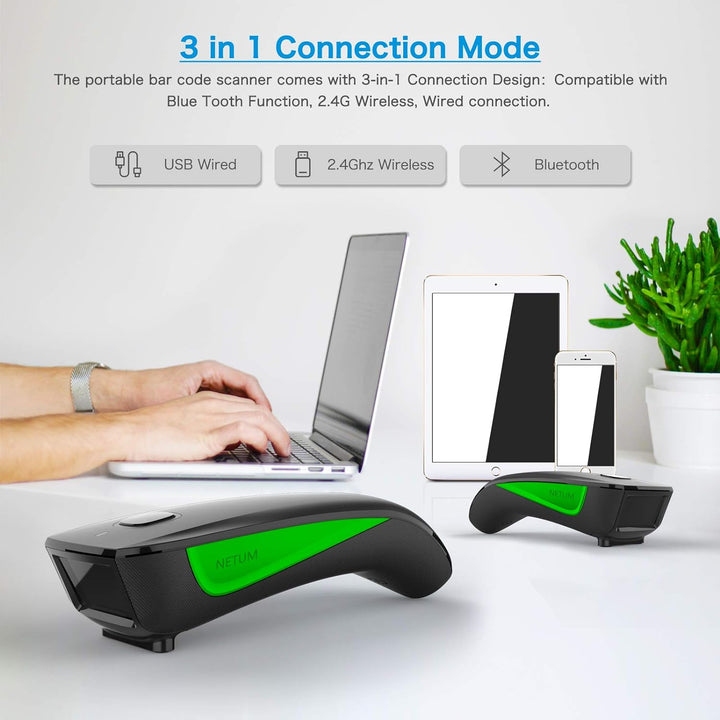 NETUM C740 Barcode-Scanner, kabellos, Bluetooth, Taschenscanner USB 1D für Inventar, Barcode-Leser f