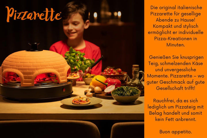 Emerio Pizzaofen, PIZZARETTE das Original, 1 handgemachte Terracotta Tonhaube, patentiertes Design,