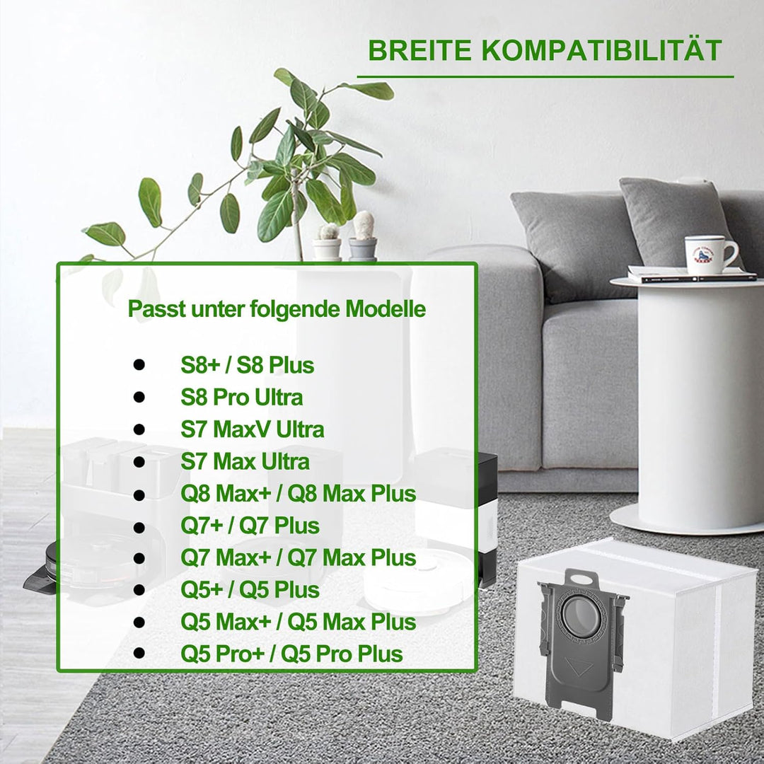 8 Stück Staubbeutel für Roborock Q7 M5+/ Q7 L5+/ Q10 S5+/ Q10 X5+/ S8+/ S8 Pro Ultra/ S7 MaxV Ultra/