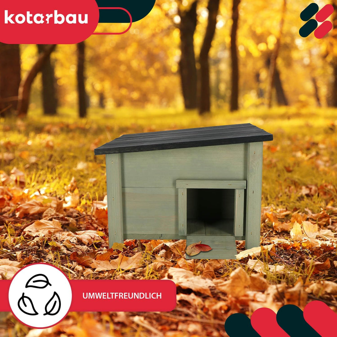 KOTARBAU® Igelhaus aus Holz für den Garten 38 x 38 cm Igelhäuschen Meerschweinchen Zubehör Meerschwe