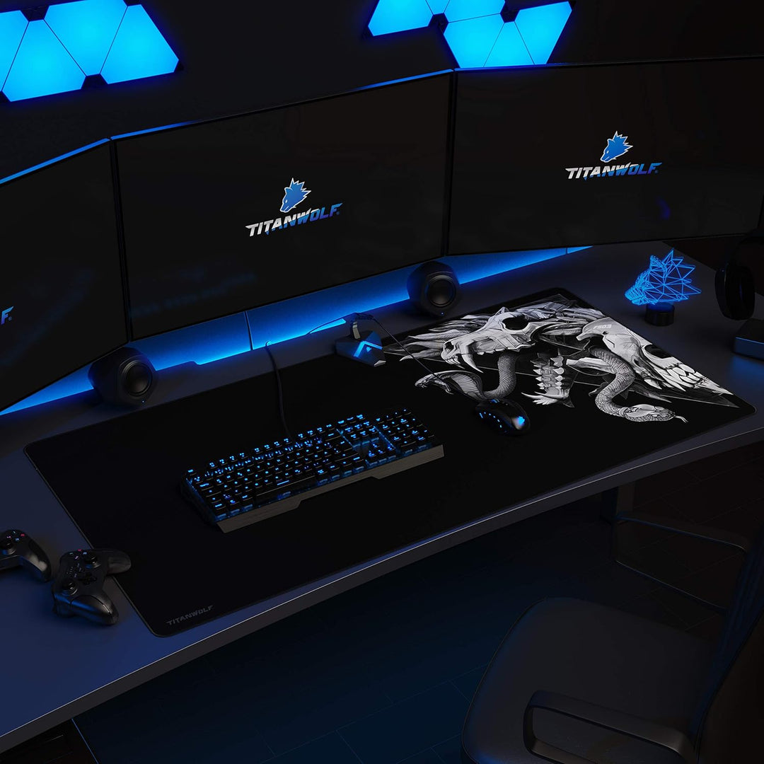 CSL - Übergrösse Mauspad Gaming Titanwolf 1200x600mm - XXXL Mousepad gross mit Motiv - XXXL Tischunt