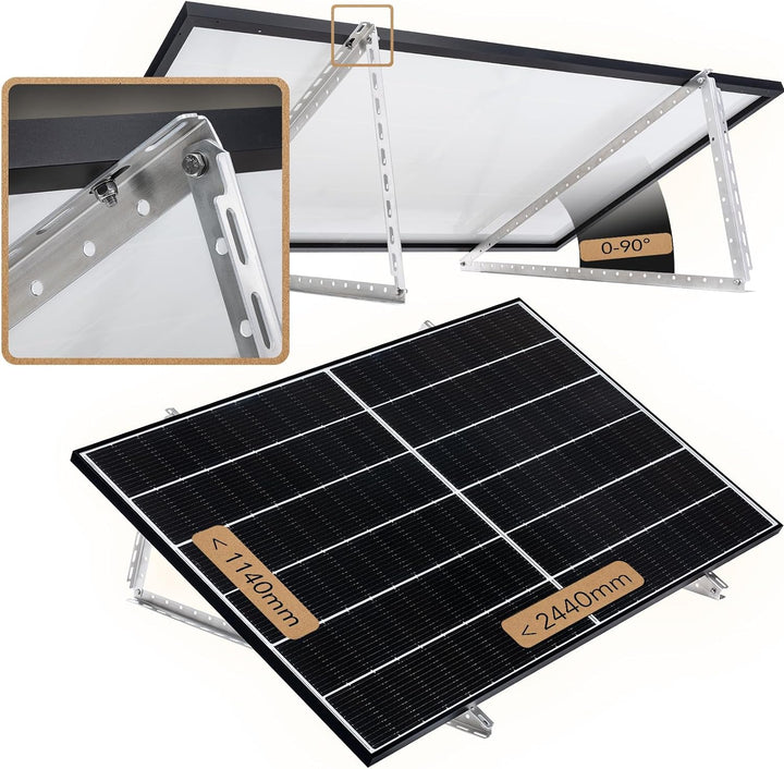 2 Sets V-CANT-C Solarmodul Halterung │ Halterung für Solarmodule bis zu 114.5 cm und 600 W│ Robuste