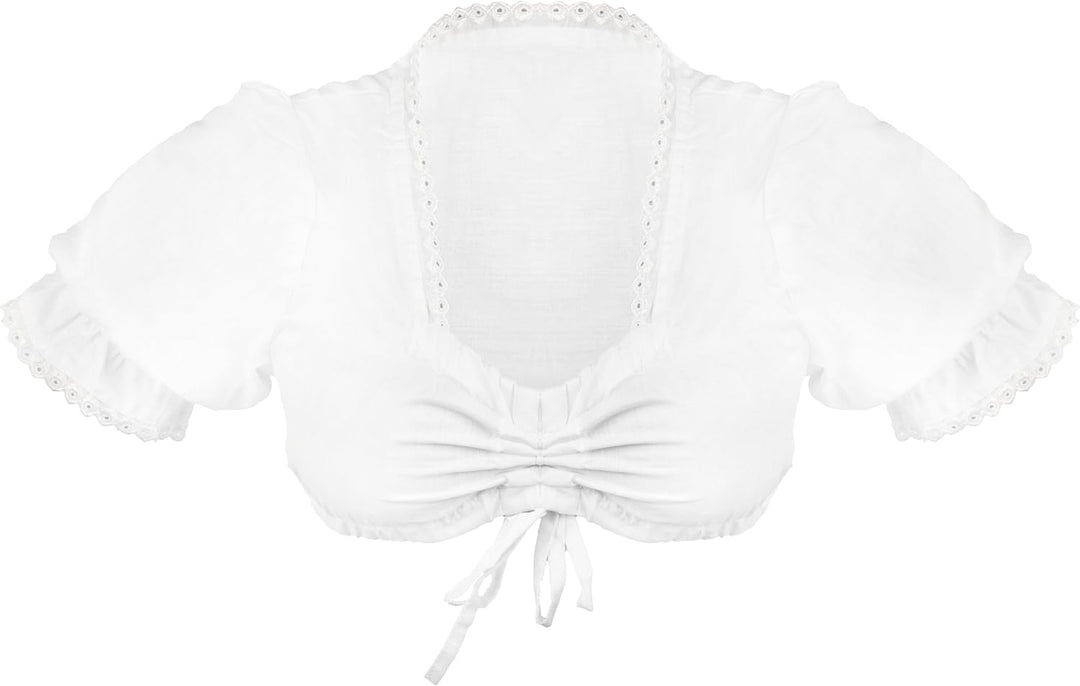 Oramics Dirndlbluse in Weiss, Trachtenbluse für Damen, Dirndl Bluse mit Spitze für Trachtenmode
