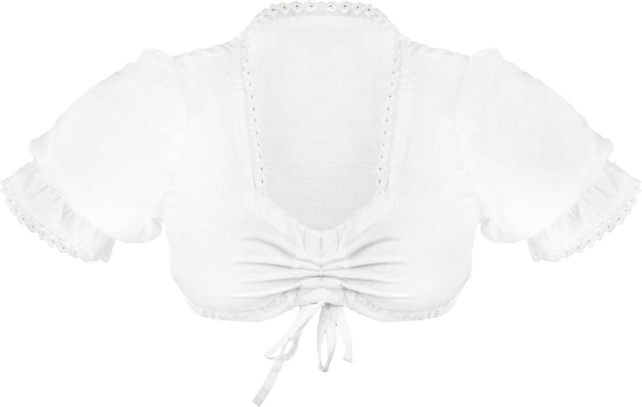 Oramics Dirndlbluse in Weiss, Trachtenbluse für Damen, Dirndl Bluse mit Spitze für Trachtenmode