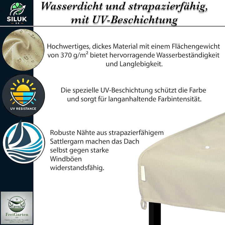freigarten.de Ersatzdach für Pavillon 3x3 Meter Wasserdicht Material: Panama PCV Soft 370g/m² extra