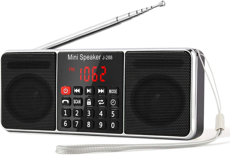 PRUNUS J-288 UKW/FM AM Digital Radio mit Bluetooth, Kleines Radio mit Heavy Bass Lautsprechern, TF/U
