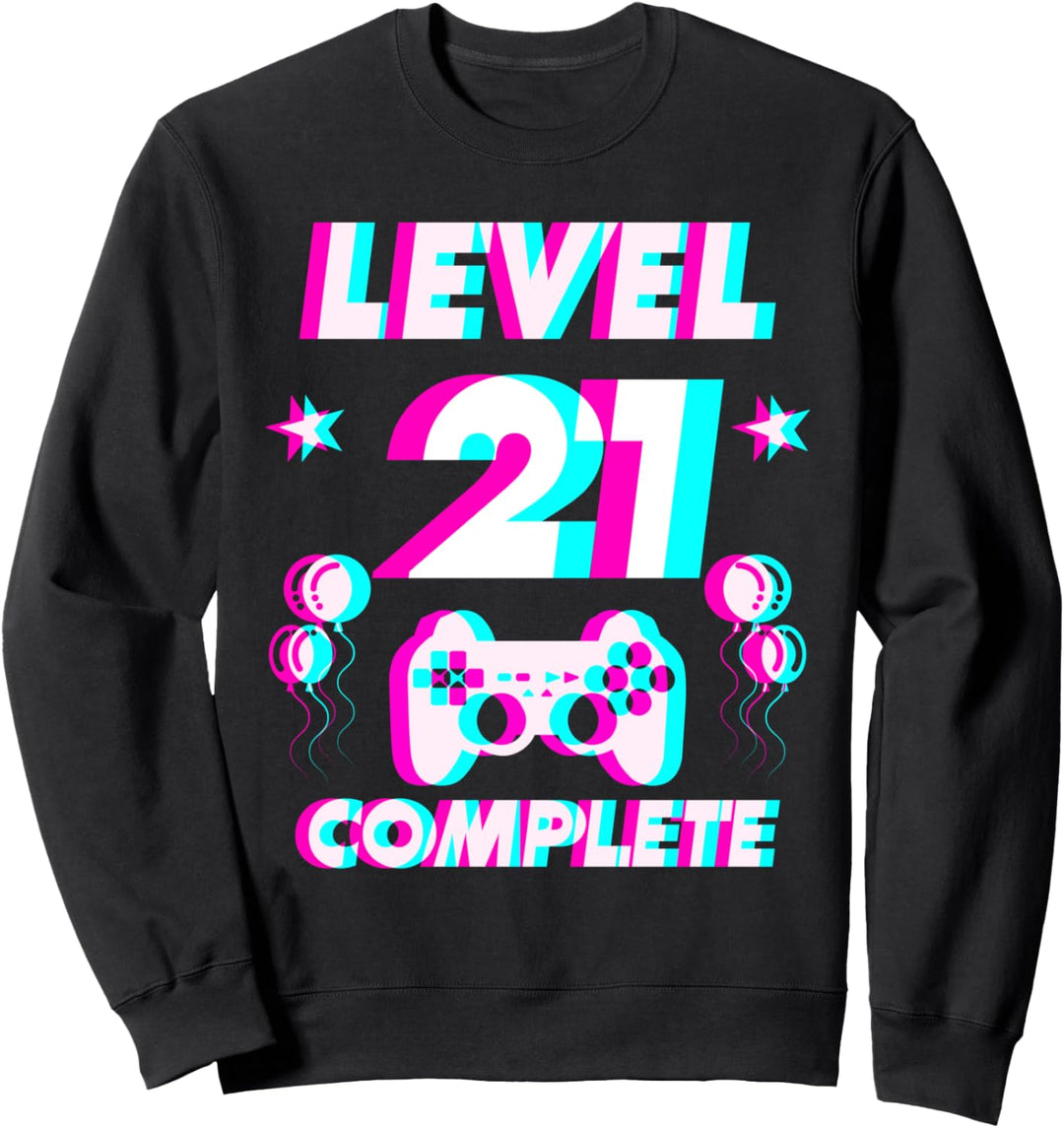 Level 21 Complete 21. Geburtstag - Zocker Gaming Vaporwave Sweatshirt