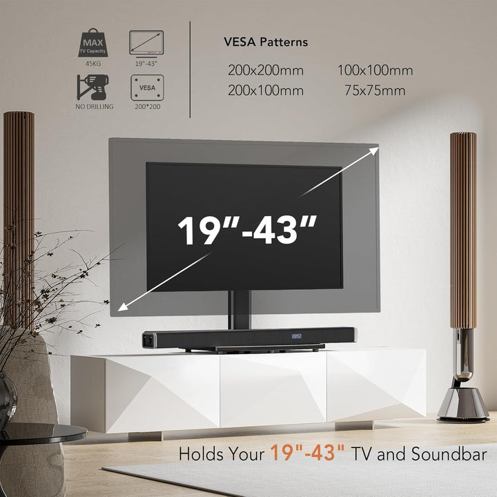 TV Standfuss Universal Höhenverstellbar Ständer für 19-43 Zoll TV Fernsehtisch Halterung Fernsehstän