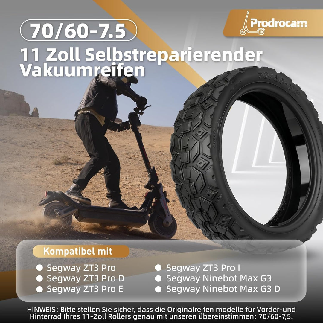 70/60-7,5 Selbstreparierender Schlauchlose Reifen für Ninebot ZT3 Pro / G3 Elektroroller Ersatzreife