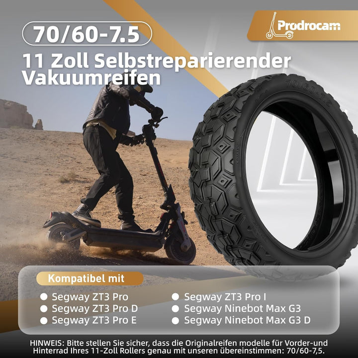 70/60-7,5 Selbstreparierender Schlauchlose Reifen für Ninebot ZT3 Pro / G3 Elektroroller Ersatzreife
