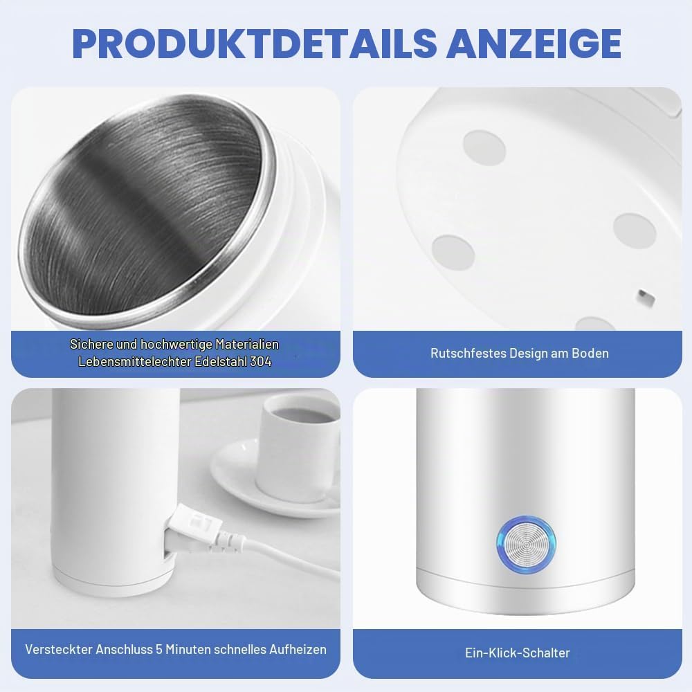 mizikuu Kleiner Tragbarer Wasserkocher, Reise Elektrisch Wasserkocher 400ML Tragbarer 304 Edelstahl