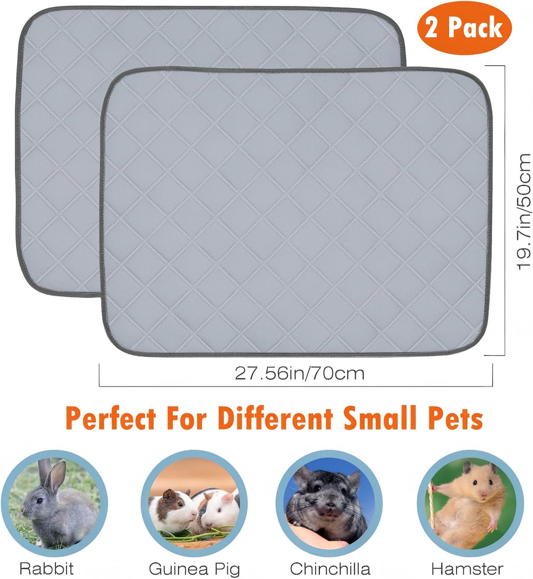 VavoPaw Kleintier Teppich Saugfähige Käfigmatte, 2 PCS 50x70cm Liner Fleece Wiederverwendbar Pad mit