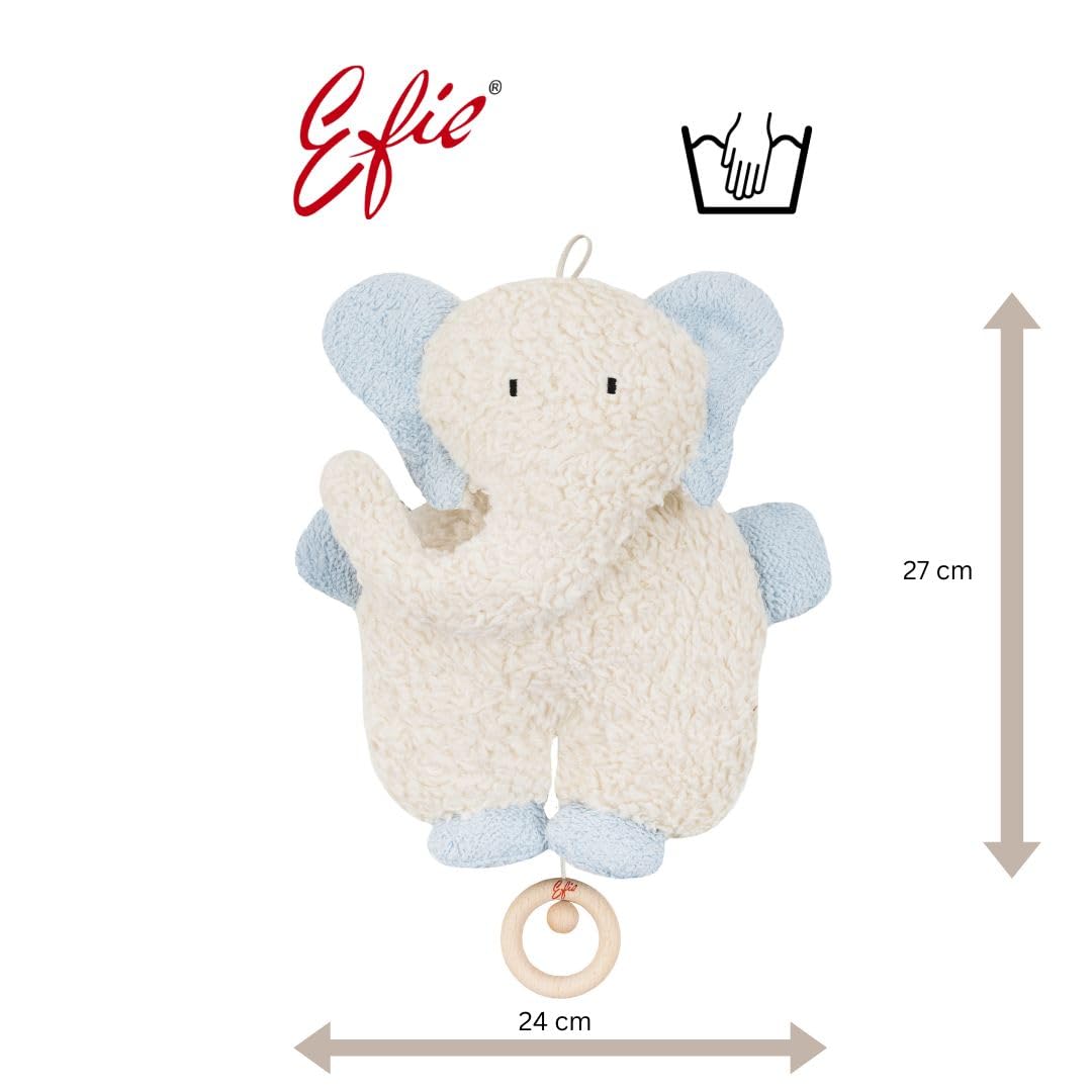 Efie Bio - Spieluhr Elefant hellblau - kontrolliert biologischer Anbau (organic) - Made in Germany -