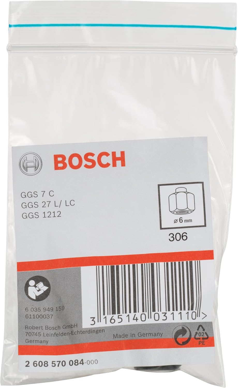 Bosch 1x Spannzange mit Spannmutter (Ø 8 mm, Zubehör für Geradschleifer), 8 mm