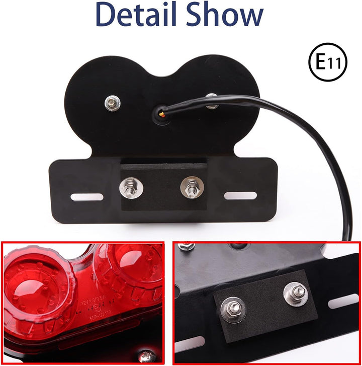 JMTBNO Motorrad Rücklicht LED Bremslicht Blinker Kennzeichnenleuchte mit Nummernschildhalter Univers