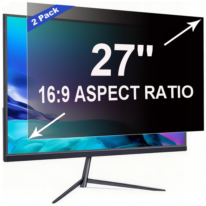 2 Stück Sichtschutzfolie für 27 Zoll 16:9 (59.7x33.6cm) Monitor - Blaulichtfilter & Blendschutz, Abn