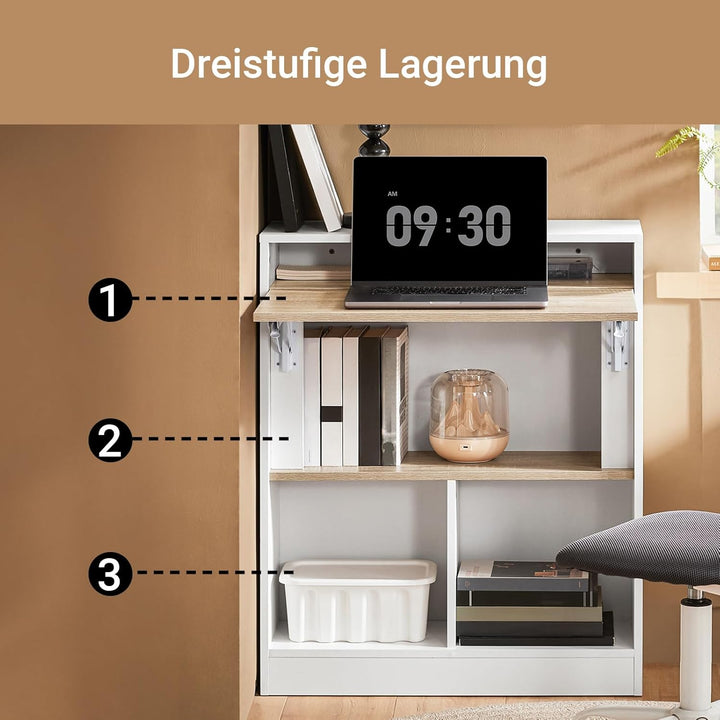 SoBuy Klapptisch mit angebautem Schrank Klappbarer Tisch mit Schrank Faltbarer Tisch Schreibtischsch