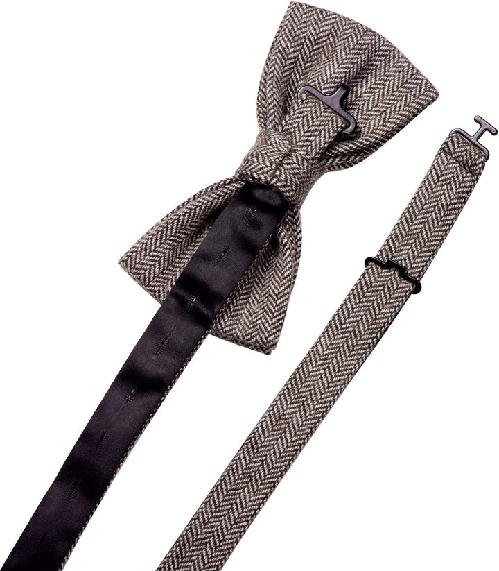 DonDon Herren Fliege 12 x 6 cm kariert gebunden und stufenlos justierbar aus Baumwolle im Tweed Styl
