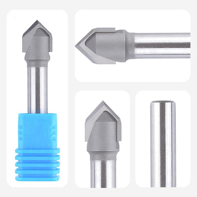 SpeTool Fasenfräser 8mm Schaft 90 Grad Gravierstichel V Nutfräser CNC Fräser Schaftfräser 12mm Schne