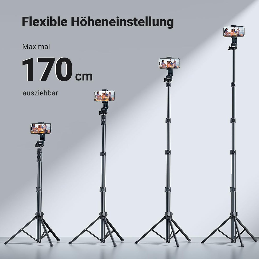 UGREEN Handy Stativ 170cm Stabil und Tragbar Handy Ständer mit Bluetooth Fernbedienung, Smartphone S