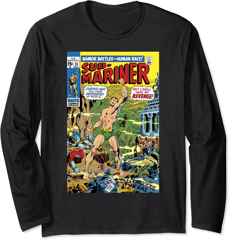 Marvel Namor Battles The Human Race Comic Cover Langarmshirt