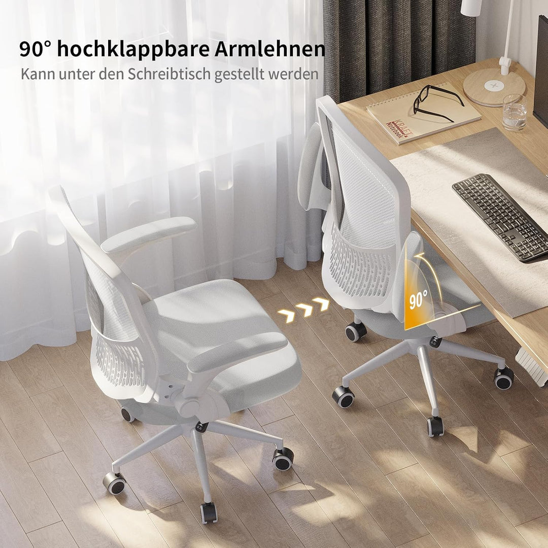 naspaluro Ergonomischer Bürostuhl, Schreibtischstuhl mit 90° Klappbaren Armlehnen, Einzigartige Lend