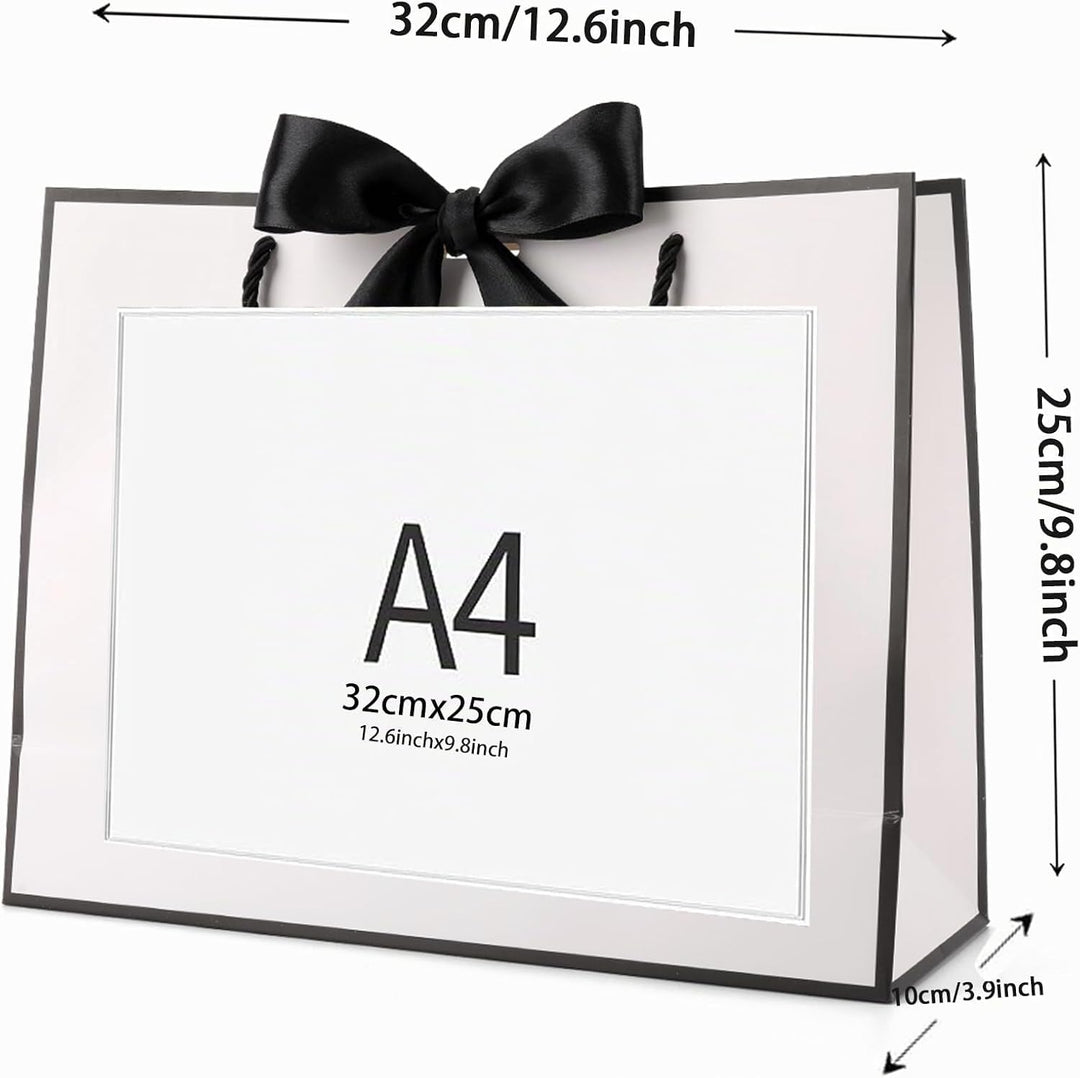 Geschenktüte mit Schleife,Geschenktüte Weiss,Geschenktaschen für Geburtstag, Hochzeit, Festivalfeier