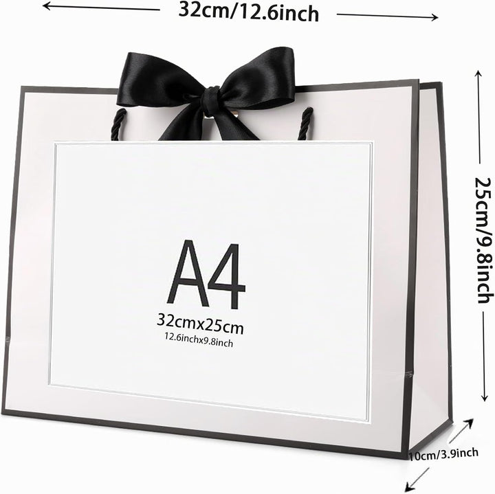Geschenktüte mit Schleife,Geschenktüte Weiss,Geschenktaschen für Geburtstag, Hochzeit, Festivalfeier