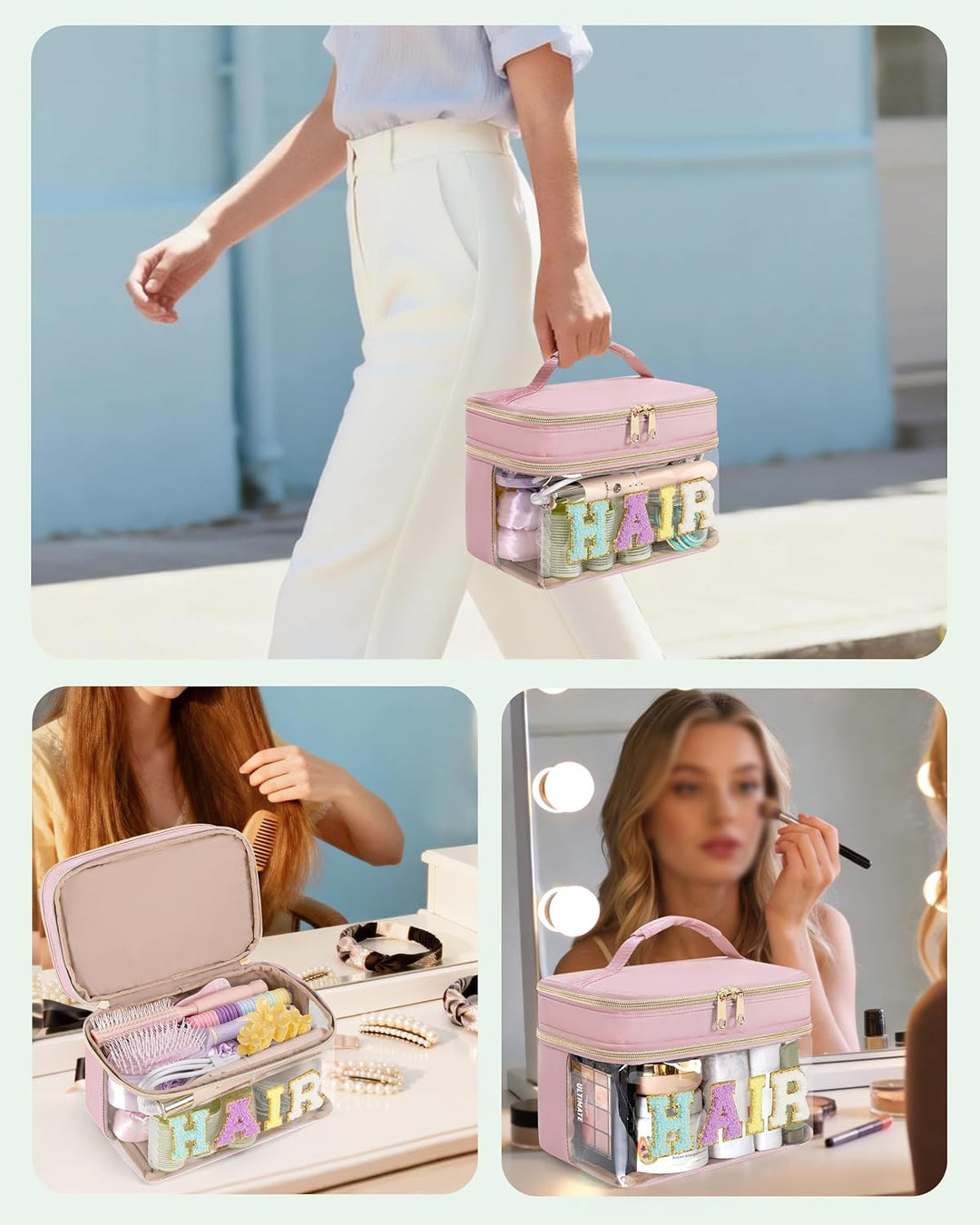 Fasrom Haargummi Aufbewahrung, Haarschmuck Organizer für Haaraccessoires mit Chenille Buchstabe, Tra