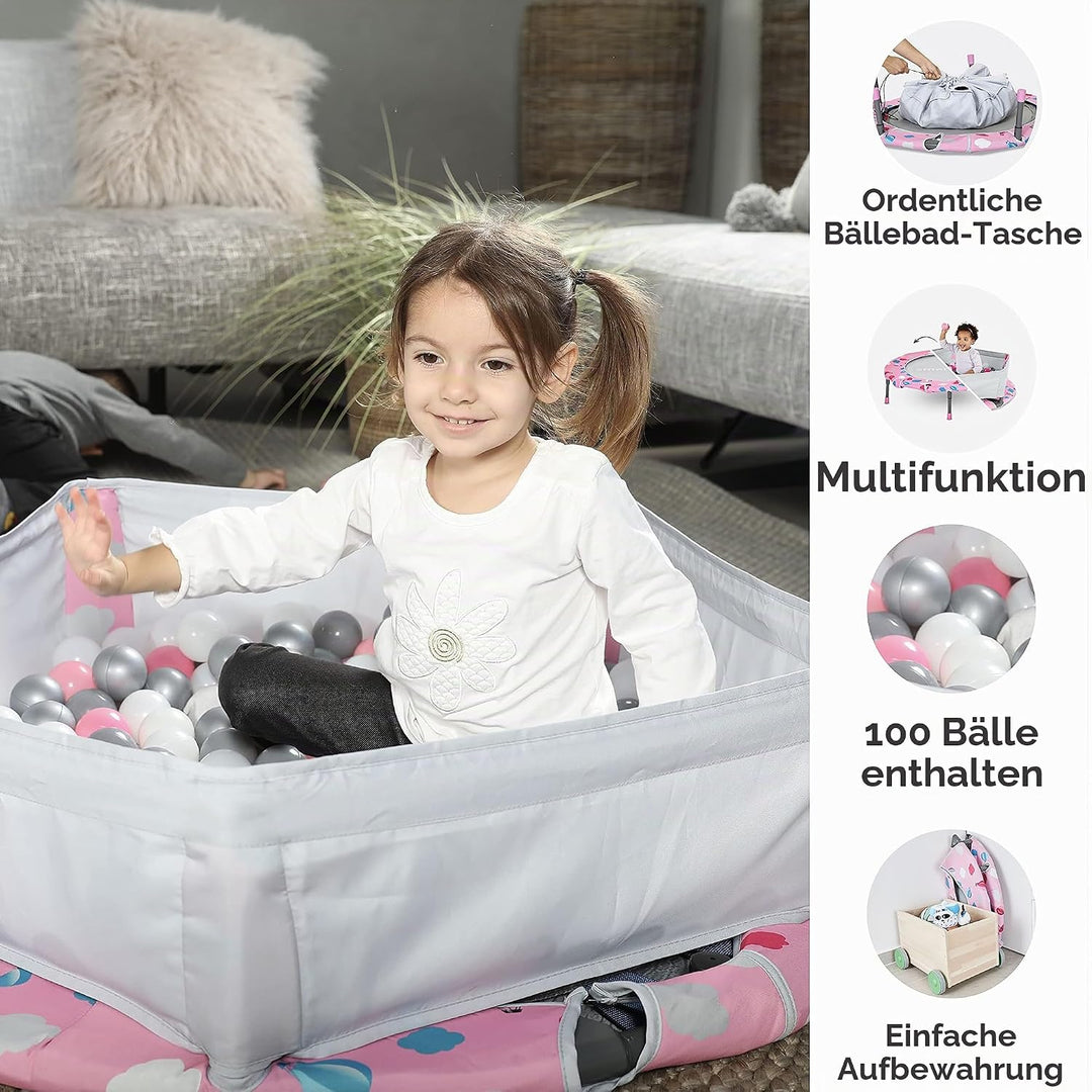 smarTrike Indoor-Kleinkindertrampolin mit Handgriff, faltbares Kindertrampolin, 1-5 Jahre Bällebad u