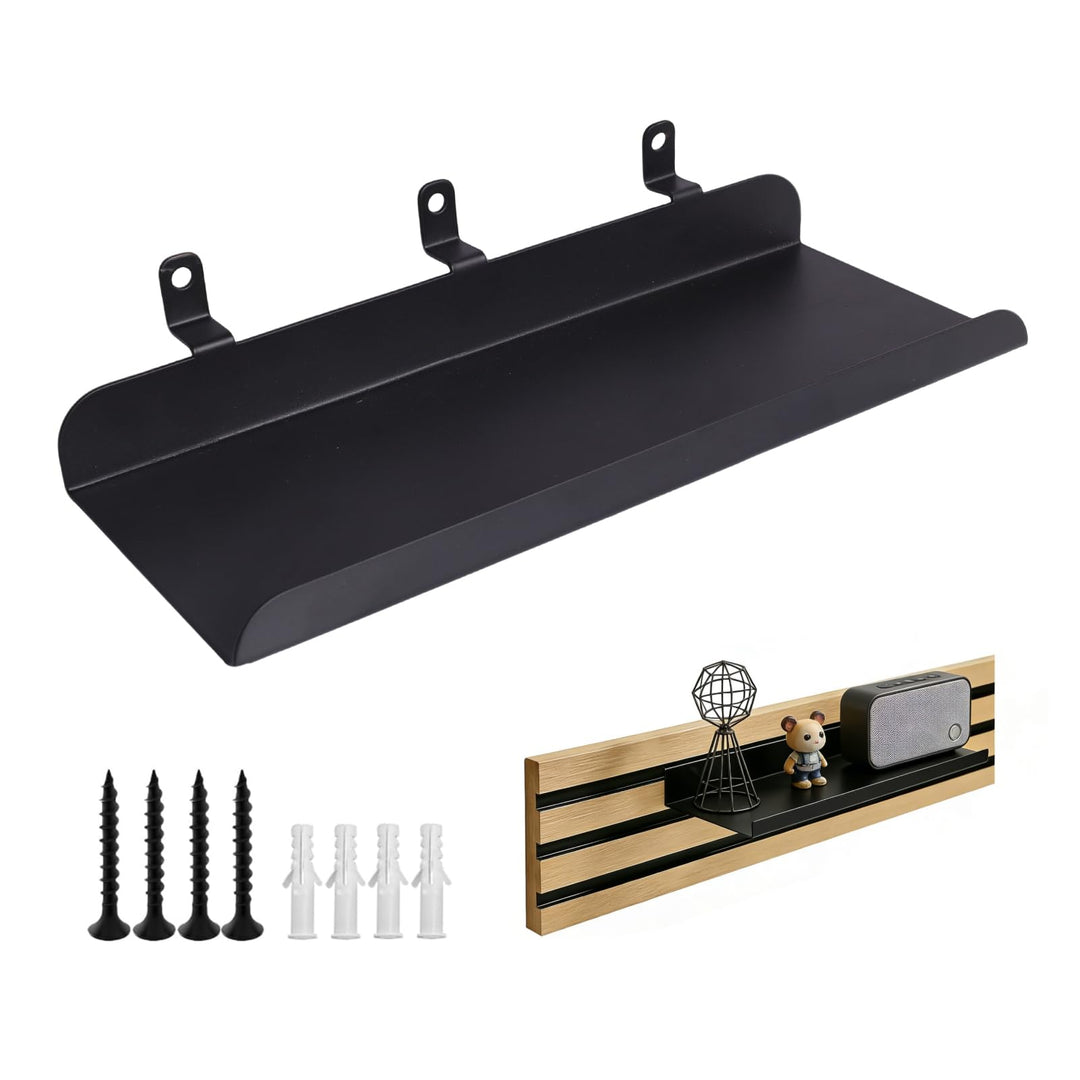 Sophisticate Metall Schwebende Wandregale Schwarz für Akustikpaneele 25×10cm, Regal für Horizontal A