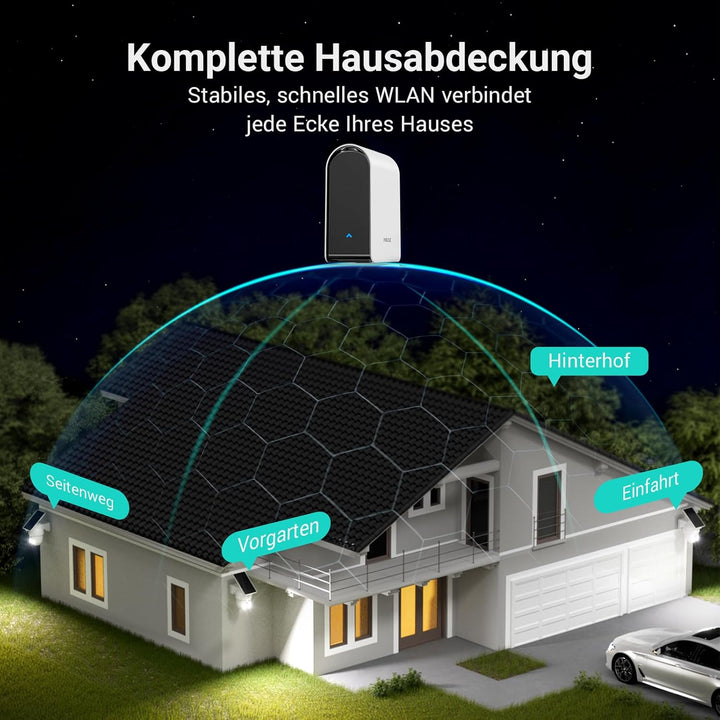 ANSQUE Überwachungskamera Aussen Solar Akku, 2er Set mit AnsqueBase, Ohne Abonnement, 32GB Lokalspei