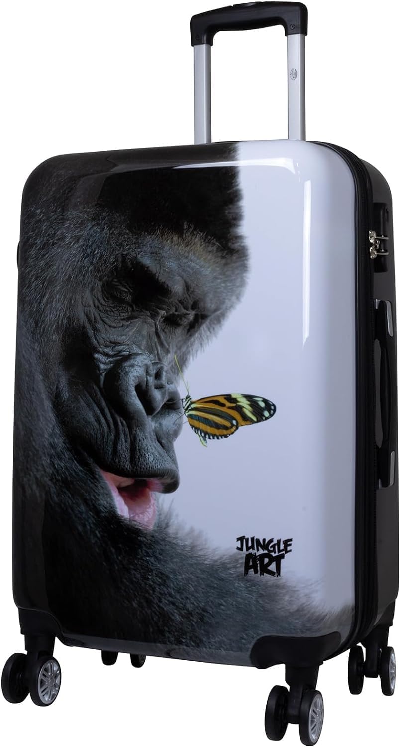 Trendyshop365 City-Koffer Hartschale mittelgross 67 cm - Gorilla Tier-Motiv Citykoffer - Grösse M Go