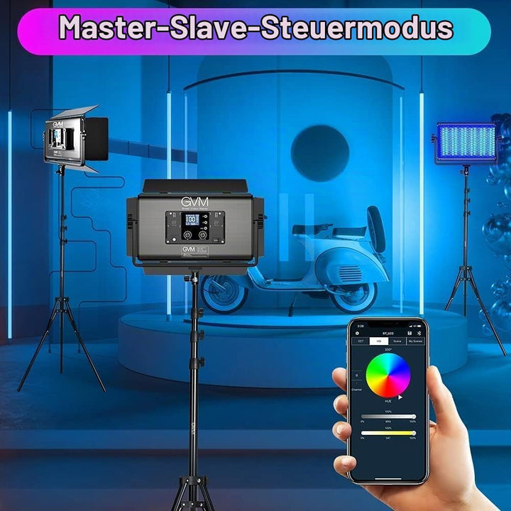 GVM RGB LED Videoleuchte LED, 75W LED Video Beleuchtung mit 8 Lichtszenen, LED Studiolicht Fotografi