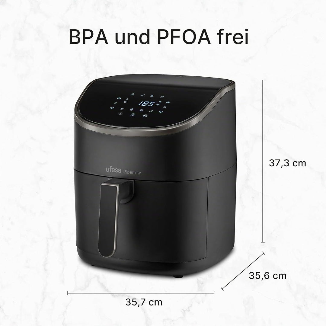 Ufesa Sparrow Friteuse, Heissluftfritteuse, 6 L, 8 Programme, 1700 W, Digital, Timer, Temperatur 80º