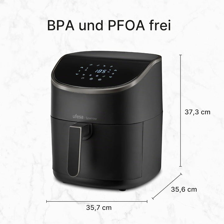 Ufesa Sparrow Friteuse, Heissluftfritteuse, 6 L, 8 Programme, 1700 W, Digital, Timer, Temperatur 80º