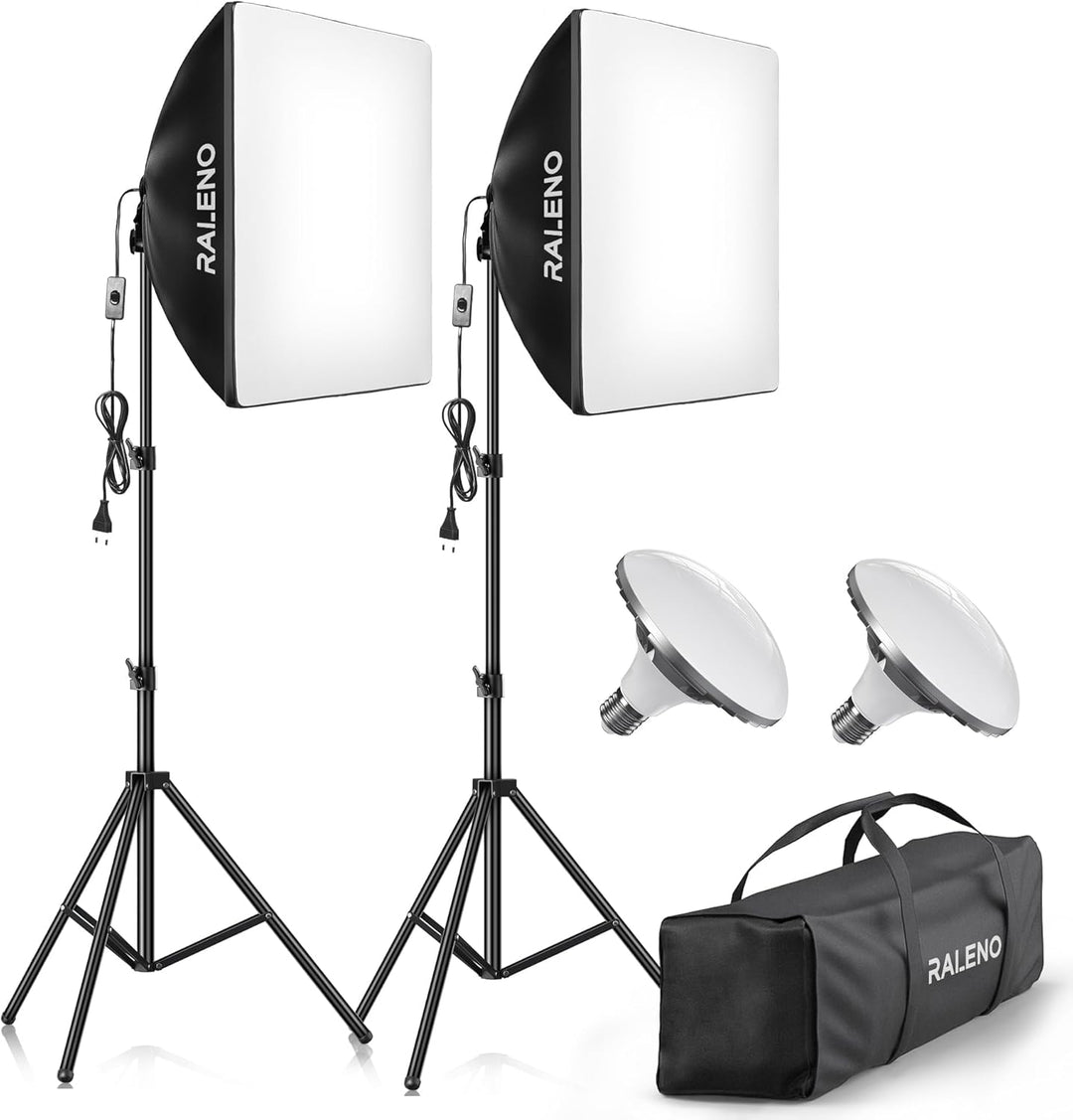 RALENO Softbox Kit, 85W CFL Softbox, daurlicht vdieo licht Fuer YouTube/INS Photografieren PS30, PS3