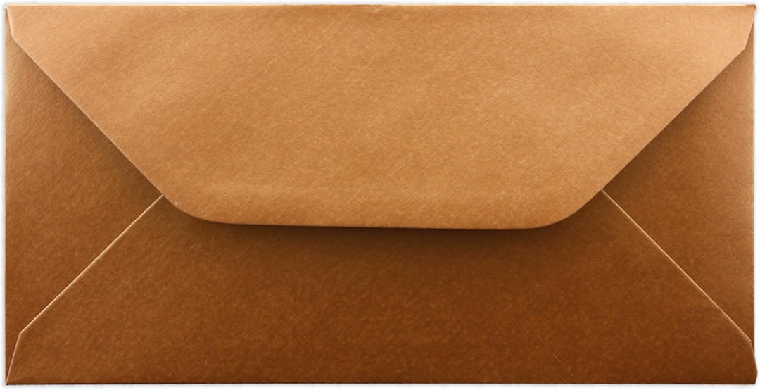 150 Brief-Umschläge Kupfer Metallic DIN Lang - 110 x 220 mm (11 x 22 cm) - Nassklebung ohne Fenster