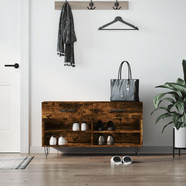 vidaXL Schuhbank Räuchereiche 102x35x55 cm Holzwerkstoff, Räuchereiche