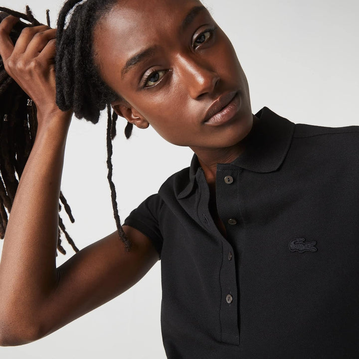 Lacoste Damen Polo-Shirt Kurzarm PF5462, Frauen Polo-Hemd,4 Knopf,Slim Fit 34 Noir, 34 Noir