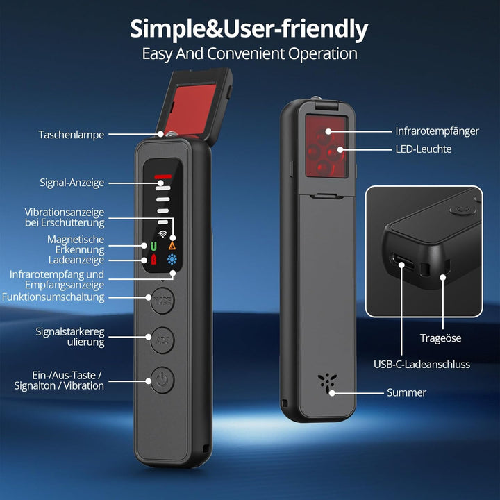 Wanzen Detektor, Versteckte Kamera Detektor, RF Wireless GPS Tracker Finder, Abhörgerätedetektor, An