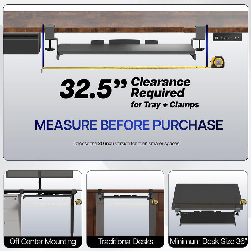 VIVO Large Keyboard Tray Under Desk Pull Out with Extra Sturdy C Clamp Mount System,27 (33 Including