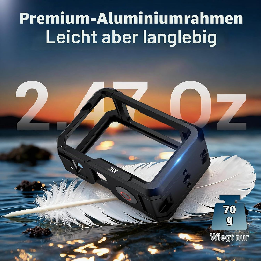 JJC Osmo Action 5 Pro 4 3 Käfig Metall,Aluminium Schutzrahmen mit Objektivdeckel für DJI Osmo Action