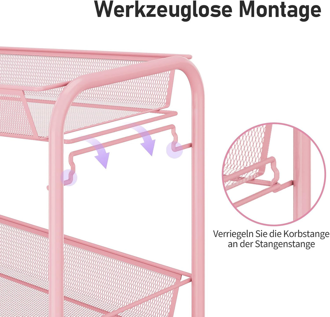 3-stöckiger Rollwagen, Multifunktionaler mobiler Küchenwagen für Bad, Küche & Waschküche. Rostbestän
